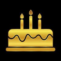 Geburtstag Kuchen Symbol im Gold farbig vektor