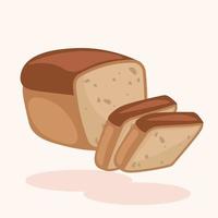ein Laib von braun Weizen Brot mit geschnitten Stücke Vektor Illustration