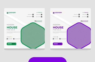 modern verklig egendom Hem för försäljning social media posta och fyrkant baner mall vektor