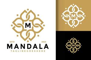 mandala blommig logotyp vektor ikon illustration