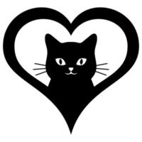 Illustration von ein süß schwarz Katze im ein Herz vektor