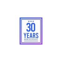 30 Jahre Jubiläum blaues Quadrat Design Logo Vektor Vorlage Illustration