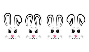 vektor design av samling av tecknad serie kanin masker med grå och rosa öron på vit isolerat bakgrund