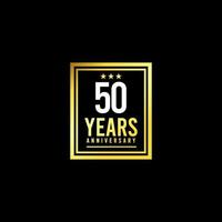 50-årsjubileum guld fyrkantig design logo vektor mall illustration
