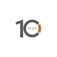 10 Jahre Jubiläumsfeier orange Vektor Vorlage Design Illustration