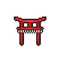 japanisch typisch Tor im Pixel Kunst Stil vektor