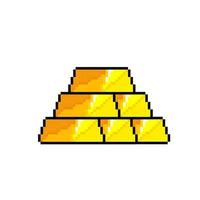 Gold Bar Stapel im Pixel Kunst Stil vektor