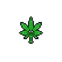 cannabis blad i pixel konst stil vektor