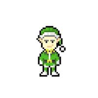 grön gnome i pixel konst stil vektor