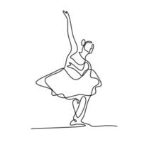 eine einzelne Linie, die schöne Frauenballerina zeichnet. hübsche Balletttänzerin zeigen Tanzbewegungsstil. Charakter weiblich tanzen auf der Bühne. Schönheit minimalistischen Tänzer Konzept Logo. Vektorillustration vektor