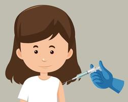 tecknad karaktär av en kvinna som får ett vaccin vektor