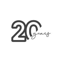 20 Jahre Jubiläumsfeier Nummer Vektor Vorlage Design Illustration Logo Symbol