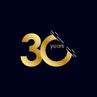 30 Jahre Jubiläumsfeier Gold Vektor Vorlage Design Illustration