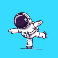 söt astronaut spelar is skridskoåkning tecknad serie vektor ikon illustration. vetenskap sport ikon begrepp isolerat premie vektor. platt tecknad serie stil