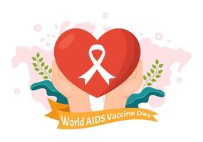Welt AIDS Impfstoff Tag Illustration zu Verhütung und Bewusstsein Gesundheit Pflege im eben Karikatur Hand gezeichnet zum Netz Banner oder Landung Seite Vorlagen vektor