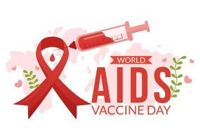 värld AIDS vaccin dag illustration till förebyggande och medvetenhet hälsa vård i platt tecknad serie hand dragen för webb baner eller landning sida mallar vektor