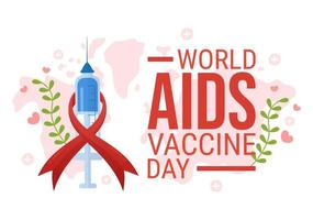 värld AIDS vaccin dag illustration till förebyggande och medvetenhet hälsa vård i platt tecknad serie hand dragen för webb baner eller landning sida mallar vektor