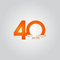 40 år för illustration för design för mall för årsdag för solnedgång orange vektor