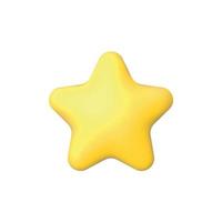 Star Symbol im Karikatur 3d Stil isoliert auf Weiß Hintergrund. Vektor Illustration Plastik volumetrisch Gelb Star