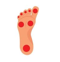 zwei anatomisch Fußabdrücke von ein des Mannes nackt Füße mit Markierungen von aktiv Akupunktur Punkte. Vektor. isoliert auf Weiß Hintergrund vektor