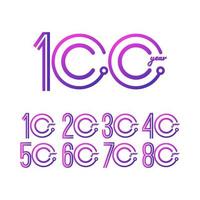 100 Jahre Jubiläumsfeier Nummer Vektor Vorlage Design Illustration Logo Symbol