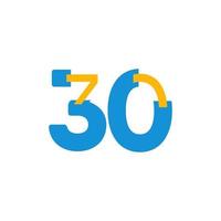 30 Jahre Jubiläumsfeier Nummer Vektor Vorlage Design Illustration Logo Symbol