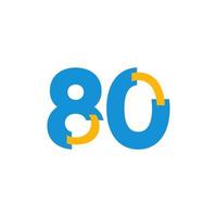 80-årsjubileum firande nummer vektor mall design illustration logo ikon