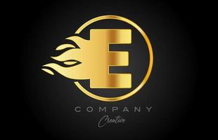Gold golden e Alphabet Brief Symbol zum korporativ mit Flammen. Feuer Design geeignet zum ein Geschäft Logo vektor
