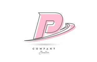 p rosa grå linje alfabet brev logotyp ikon design med susa. kreativ mall för företag och företag vektor