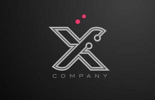 Rosa grau Linie x Alphabet Brief Logo Symbol Design mit Punkt. kreativ Vorlage zum Unternehmen und Geschäft vektor