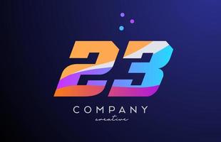 färgad siffra 23 logotyp ikon med prickar. gul blå rosa mall design för en företag och affärer vektor