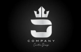 Silber grau j Alphabet Brief Logo Symbol Design. kreativ Krone König Vorlage zum Unternehmen und Geschäft vektor
