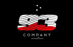 93 siffra logotyp med röd vit rader och prickar. företags- kreativ mall design för företag och företag vektor