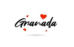 Granada handgeschrieben Stadt Typografie Text mit Liebe Herz vektor