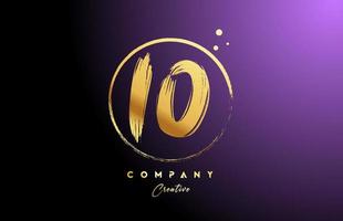 golden golden 10 Nummer Brief Logo Symbol Design mit Punkte und Kreis. Grunge kreativ Gradient Vorlage zum Unternehmen und Geschäft vektor