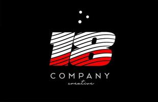 18 siffra logotyp med röd vit rader och prickar. företags- kreativ mall design för företag och företag vektor