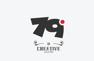 grå 79 siffra logotyp ikon design med röd punkt. kreativ mall för företag och företag vektor