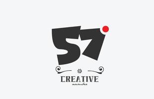 grau 57 Nummer Logo Symbol Design mit rot Punkt. kreativ Vorlage zum Unternehmen und Geschäft vektor