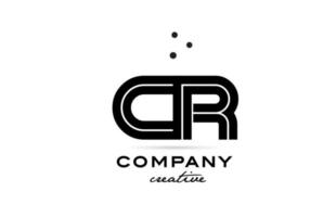 cr schwarz und Weiß Kombination Alphabet Fett gedruckt Brief Logo mit Punkte. trat bei kreativ Vorlage Design zum Unternehmen und Geschäft vektor