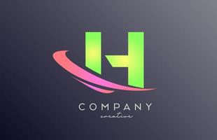 grön rosa h alfabet brev logotyp ikon med susa. kreativ mall design för företag och företag vektor