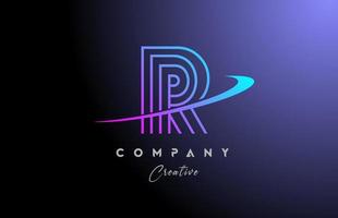 r rosa blå alfabet brev logotyp ikon design med susa. linje kreativ mall för företag och företag vektor