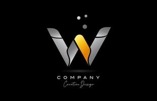 w gul gyllene alfabet brev logotyp ikon design med grå Färg. kreativ mall för företag och företag vektor