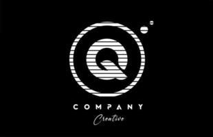 q alfabet brev logotyp ikon design med svart och vit linje rand. kreativ mall för företag och företag vektor