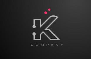 grau k Alphabet Brief Logo Symbol Design mit Rosa Punkt. kreativ Vorlage zum Geschäft und Unternehmen vektor