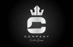 silver- grå c alfabet brev logotyp ikon design. kreativ krona kung mall för företag och företag vektor
