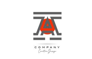 grå linje en alfabet brev logotyp ikon design med röd punkt. kreativ mall för företag och företag vektor