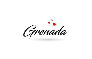 Grenada Name Land Wort mit drei rot Liebe Herz. kreativ Typografie Logo Symbol Design vektor