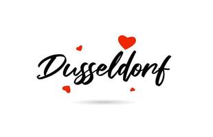 Düsseldorf handskriven stad typografi text med kärlek hjärta vektor