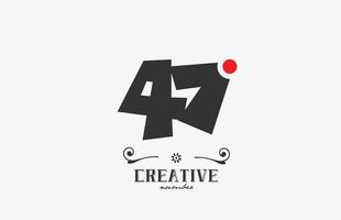 grå 47 siffra logotyp ikon design med röd punkt. kreativ mall för företag och företag vektor