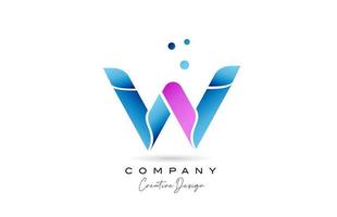 rosa blå w alfabet brev logotyp ikon design med lutning. kreativ mall för företag och företag vektor